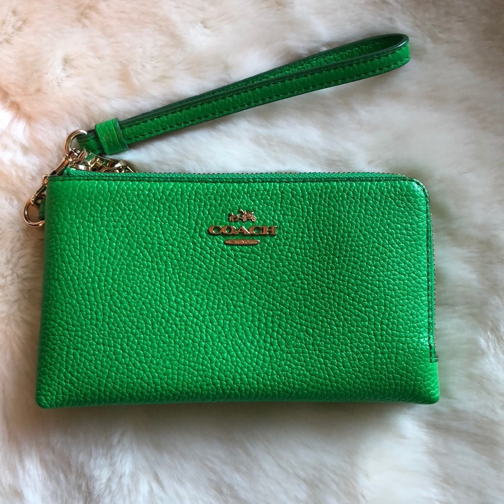 EUC Coach Double Corner Zip Leather Wristlet